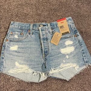 Levi's Light Blue Distressed Jean Shorts